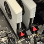 Hai thanh RAM DDR5 Teamgroup Xtreem được lắp vào khe A2 và B2 trên bo mạch chủ, minh họa cấu hình 2 DIMM tối ưu.
