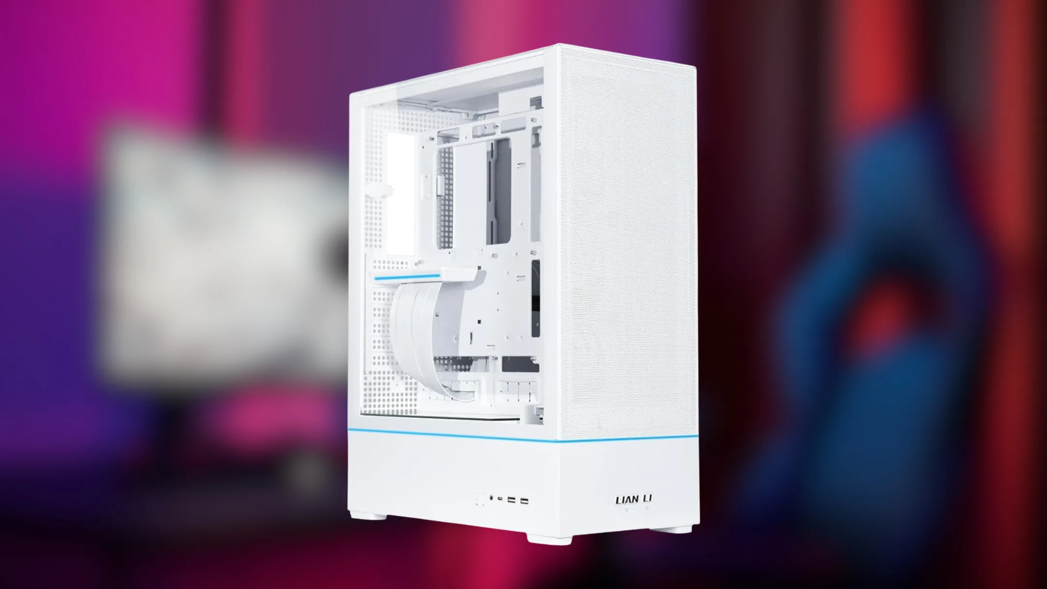 Hệ thống tản nhiệt và cáp riser PCIe 4.0 bên trong case Lian Li SUP 01