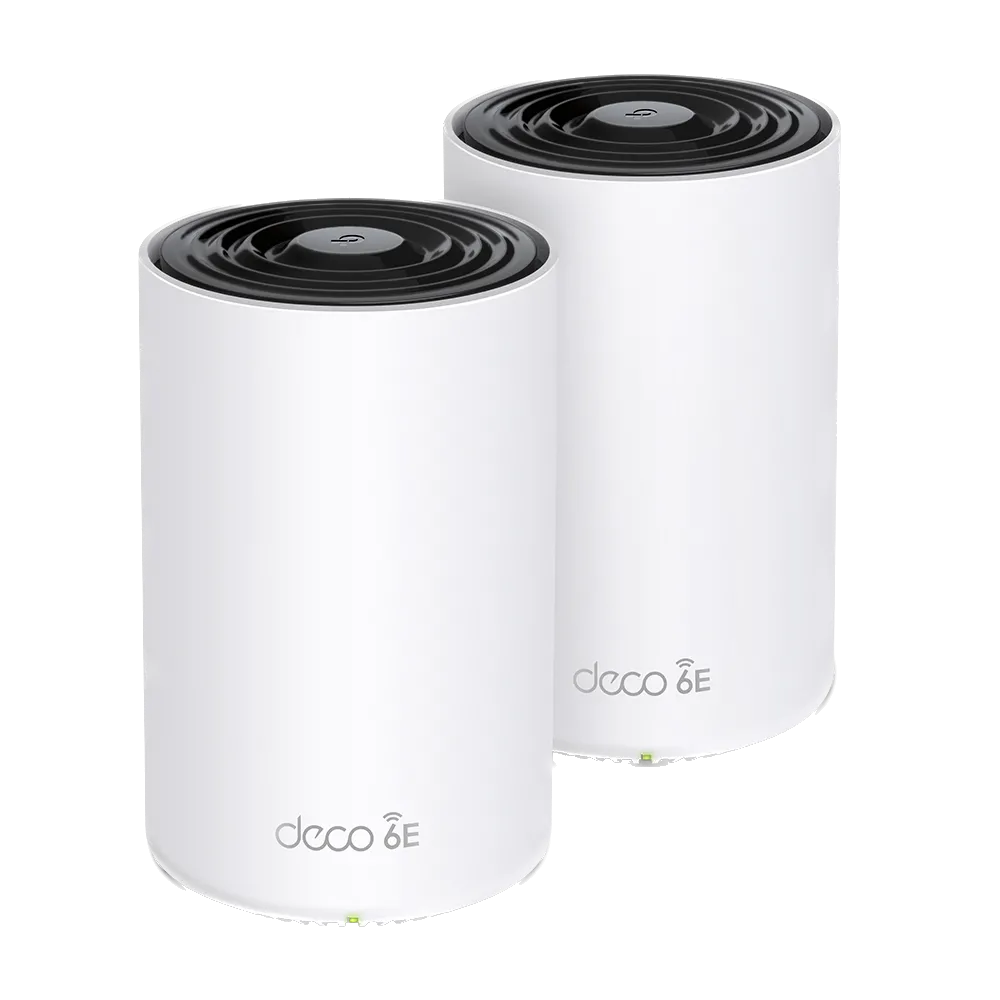 Hệ thống Wi-Fi Mesh TP-Link Deco XE75 AXE5400 với hai bộ phát, lý tưởng cho vùng phủ sóng rộng.
