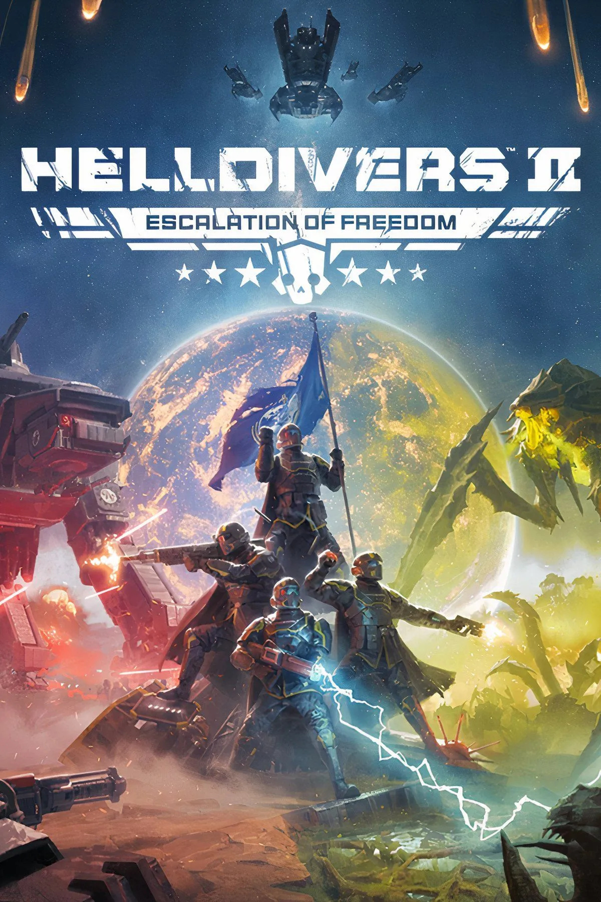 Helldivers 2 biểu tượng trên nền PlayStation và Xbox