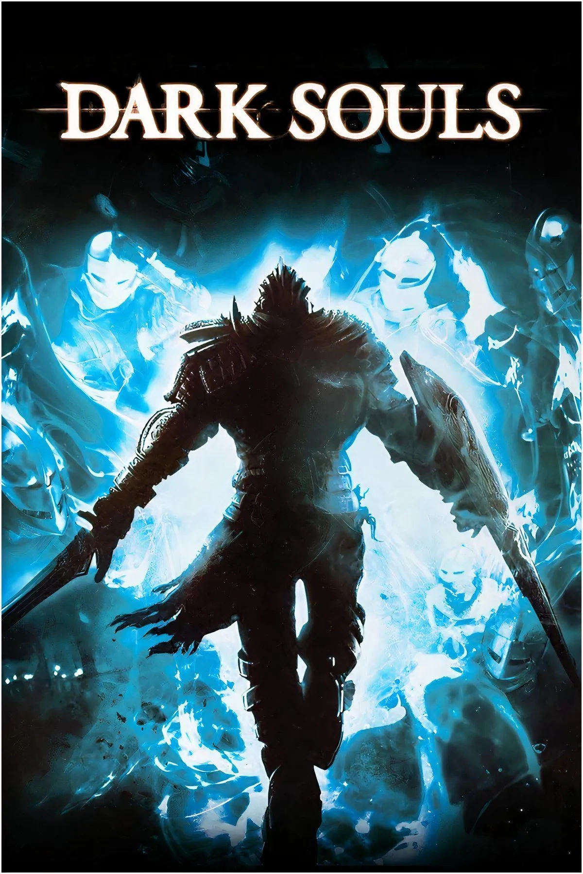Hiệp sĩ Dark Souls đứng trước cổng thành vĩ đại, sẵn sàng cho một cuộc hành trình nguy hiểm