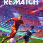 Hình ảnh bìa của game Rematch, một tựa game bóng đá arcade với phong cách đồ họa độc đáo.