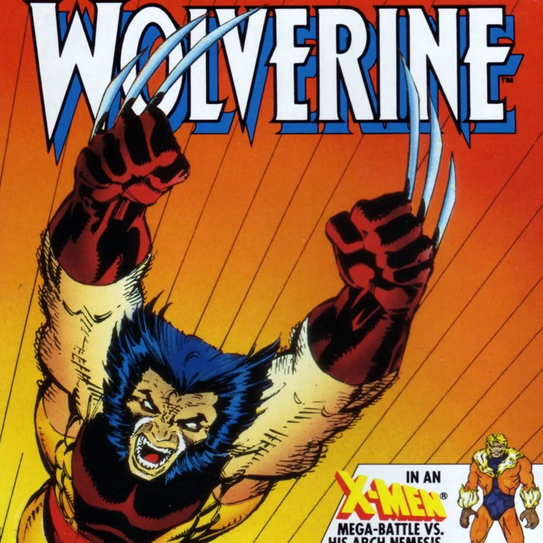 Hình ảnh bìa game Wolverine trên NES, ra mắt năm 1991, với nhân vật Wolverine nổi bật móng vuốt.