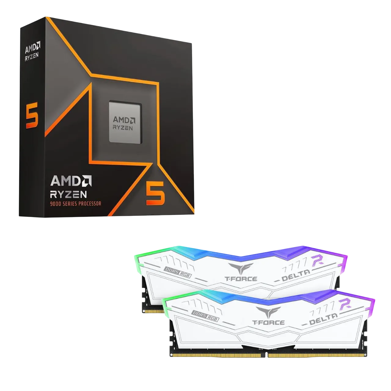 Hình ảnh combo CPU AMD Ryzen 5 9600X và bộ nhớ RAM DDR5 hiệu năng cao