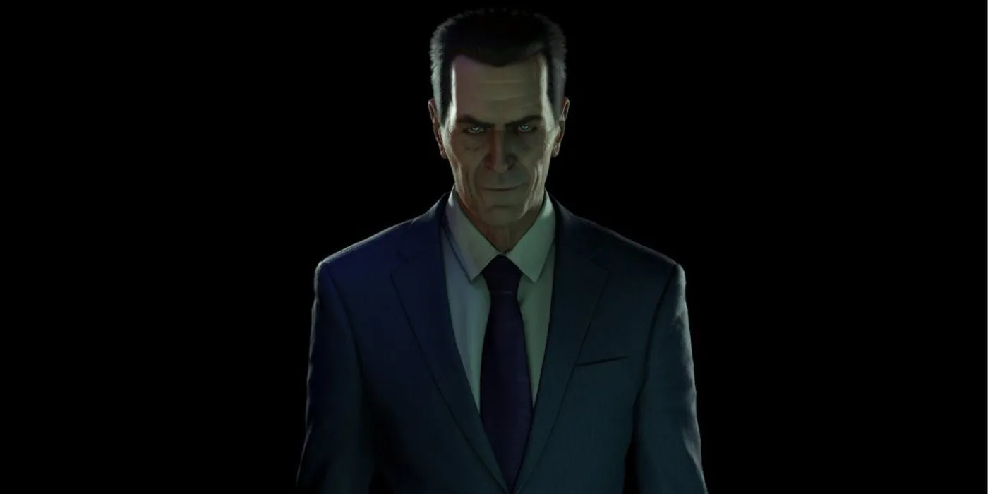 Hình ảnh G-Man từ Half-Life: Alyx, đại diện cho vũ trụ Half-Life và bối cảnh đồ họa tiên tiến.