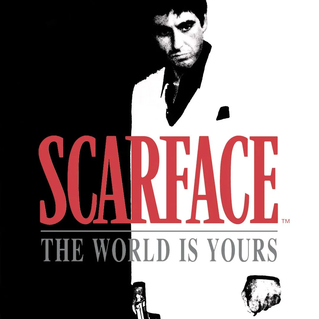 Hình ảnh game Scarface The World is Yours, hiển thị nhân vật Tony Montana với súng trường trong một căn phòng xa hoa.