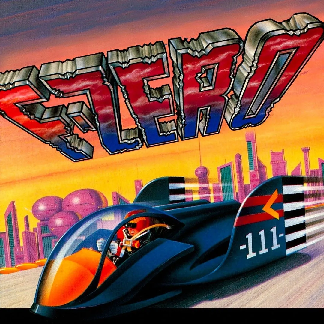 Hình ảnh gameplay của F-Zero trên SNES với tốc độ cực nhanh và đường đua tương lai