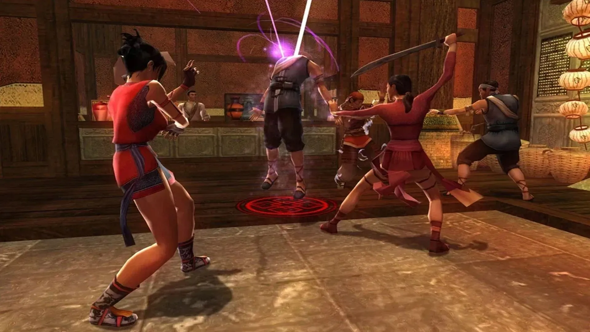 Hình ảnh gameplay từ Jade Empire cho thấy nhân vật đang thực hiện các đòn võ thuật đẹp mắt, thể hiện chất hành động nhập vai độc đáo của tựa game kinh điển BioWare này trên Xbox.