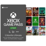 Hình ảnh hộp sản phẩm Xbox Game Pass Ultimate, biểu tượng của dịch vụ chơi game đa nền tảng trên Xbox, PC và đám mây.