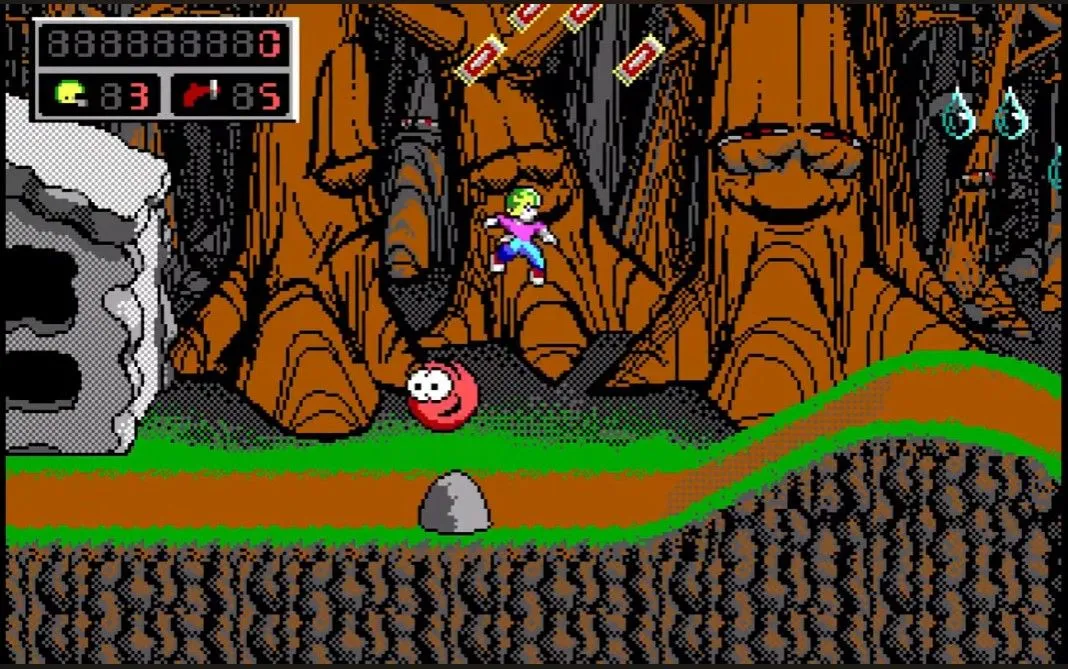 Hình ảnh màn chơi đầu tiên của Commander Keen 4, tái hiện cuộc phiêu lưu của Billy Blaze trên sao Hỏa.