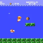 Hình ảnh màn chơi dưới nước trong Super Mario Bros. trên NES, game đặt nền móng cho thể loại platformer.