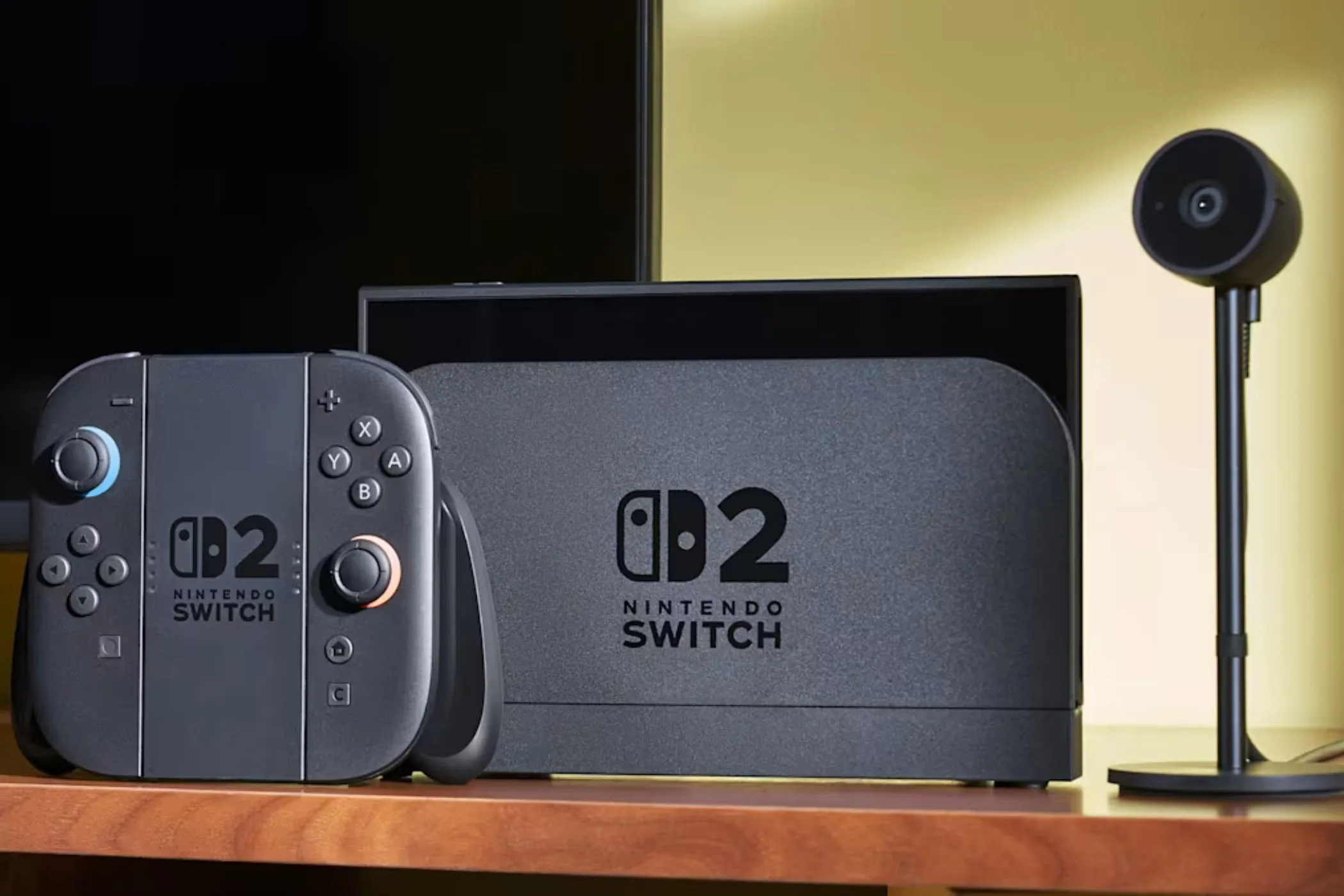 Hình ảnh máy chơi game Nintendo Switch 2 và phụ kiện, đại diện cho việc nâng cấp hệ thống và chuyển dữ liệu