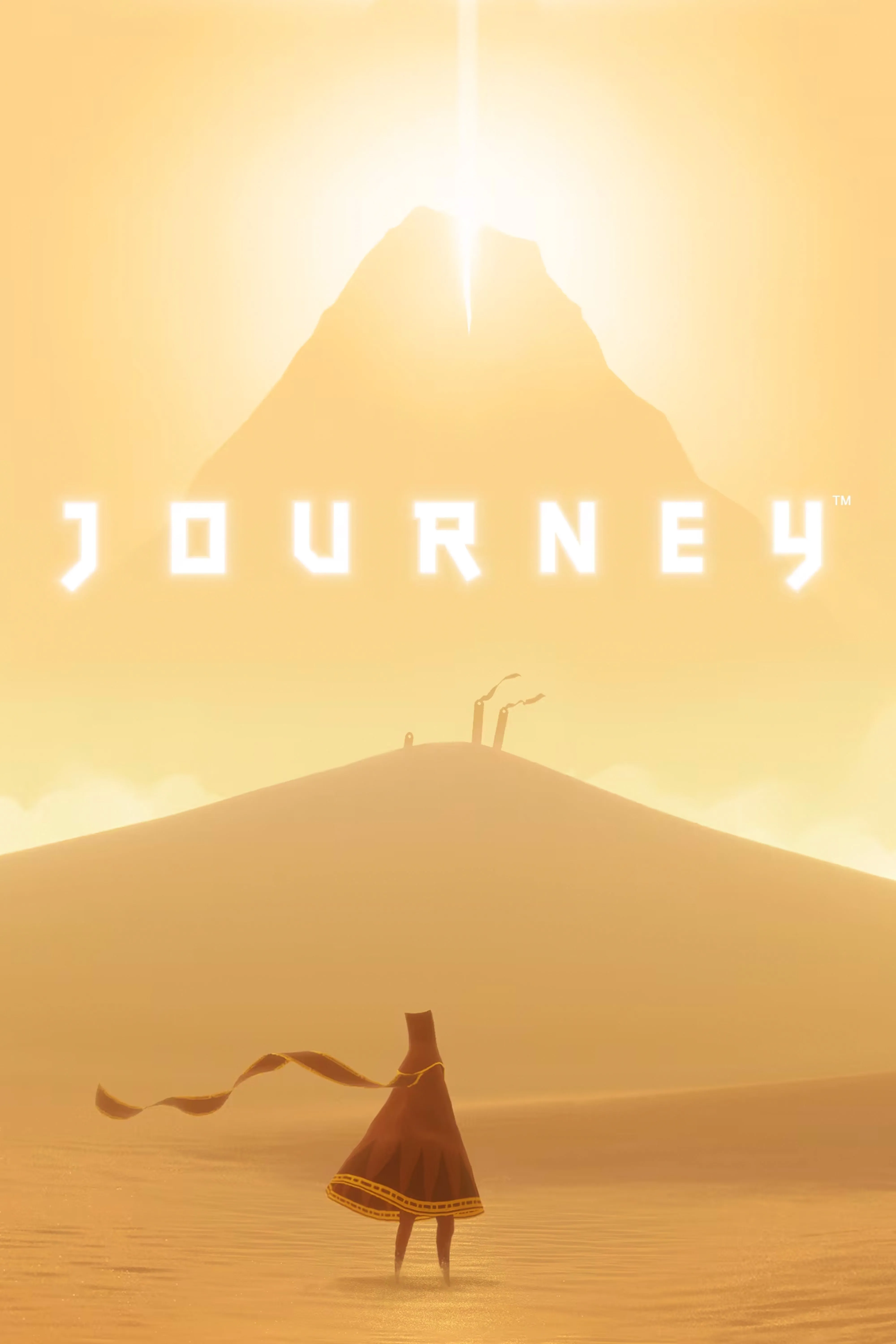 Hình ảnh nhân vật mặc áo choàng đỏ trong Journey bay lượn trên sa mạc đầy cát