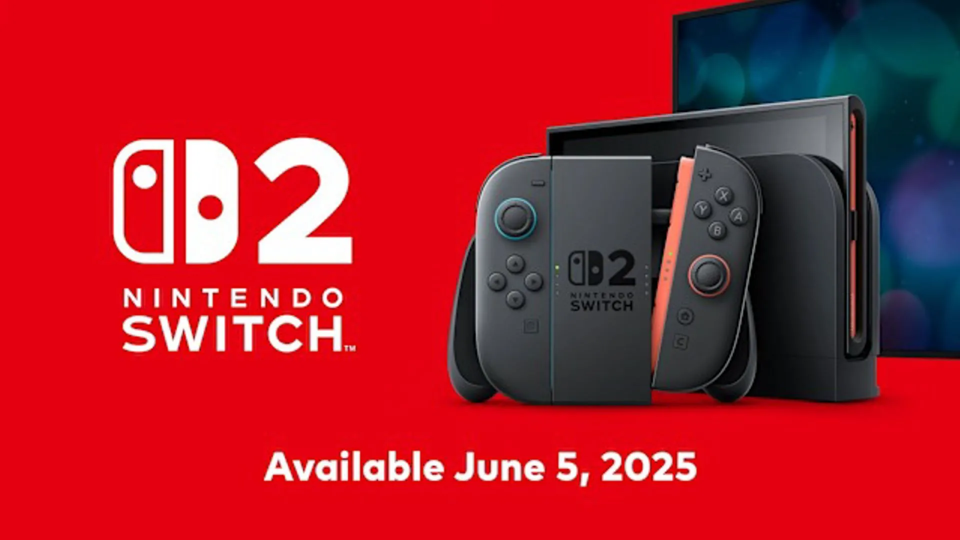 Hình ảnh quảng cáo Nintendo Switch 2 với thông báo ra mắt ngày 5 tháng 6 năm 2025