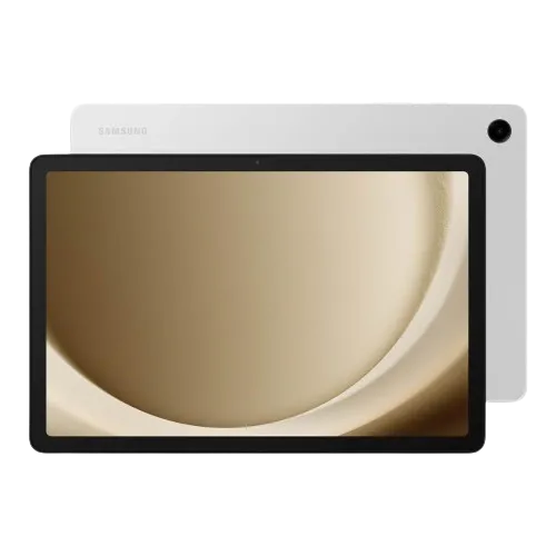 Hình ảnh render của Samsung Galaxy Tab A9+ màu bạc, làm nổi bật thiết kế mỏng nhẹ và hiện đại của máy tính bảng.