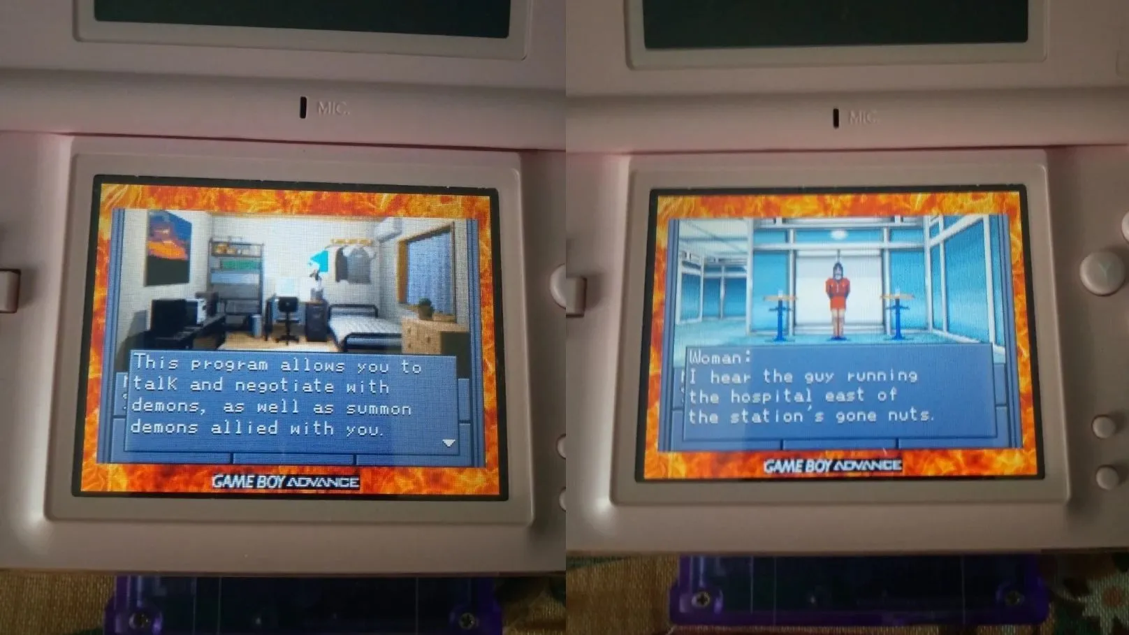 Hình ảnh Shin Megami Tensei GBA với bản dịch tiếng Anh đang chạy trên thiết bị Nintendo DS.