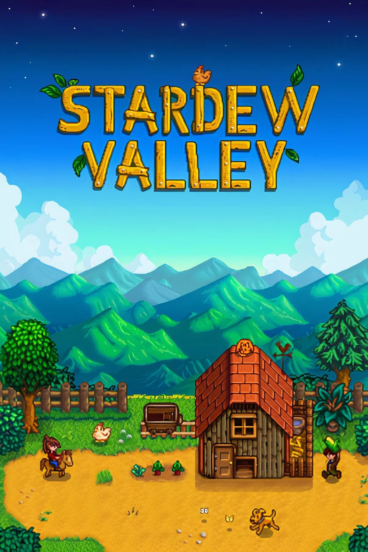 Hình ảnh trang trại và nhân vật trong game mô phỏng Stardew Valley