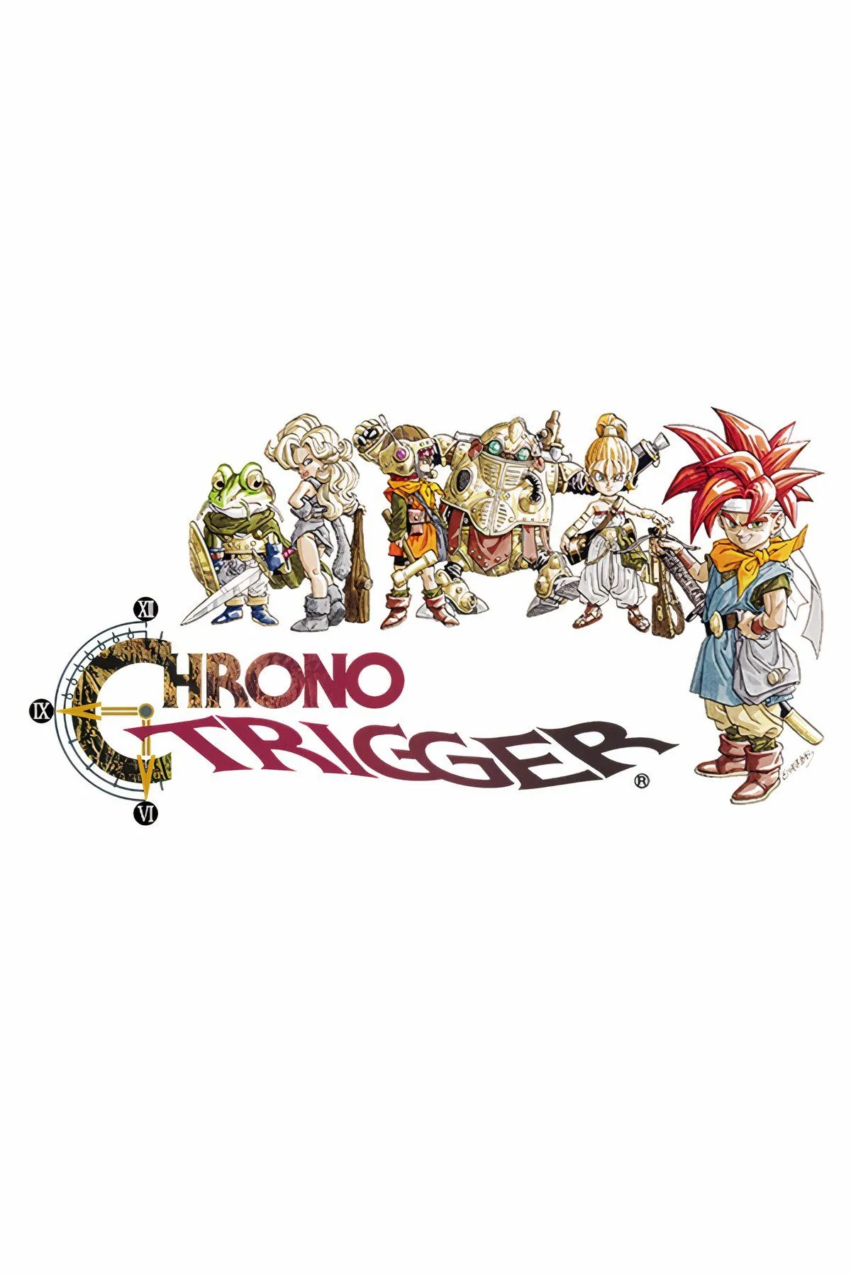 Hình ảnh trong game nhập vai Chrono Trigger trên SNES với các nhân vật đặc trưng và phong cách đồ họa nghệ thuật