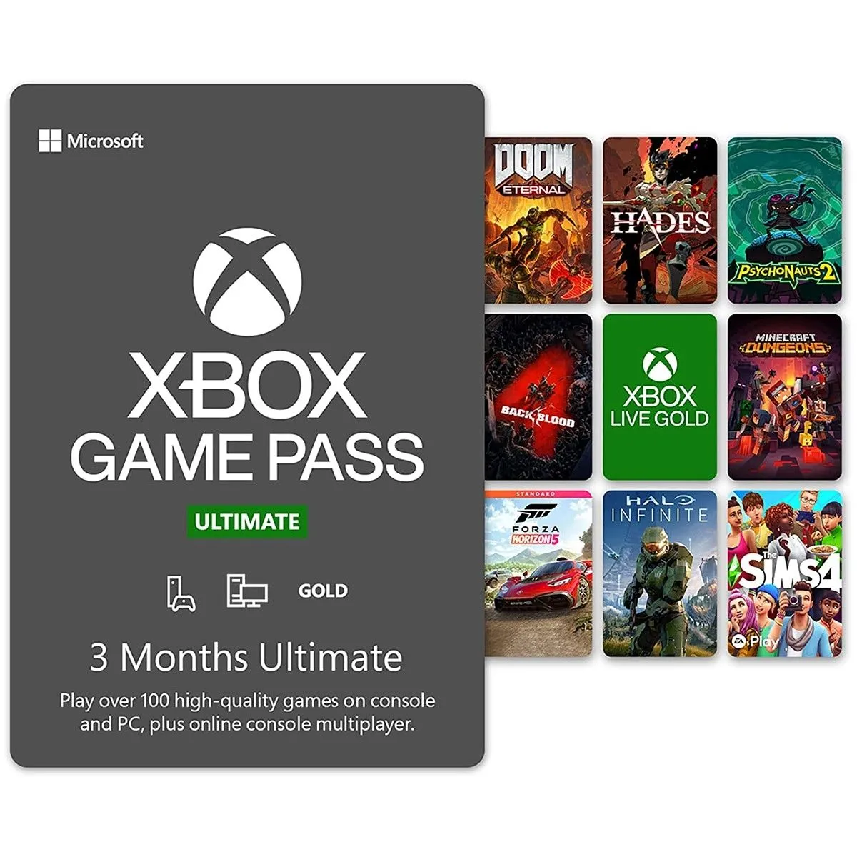 Hộp sản phẩm Xbox Game Pass Ultimate, gói dịch vụ cho phép truy cập thư viện game khổng lồ trên console, PC và chơi game đám mây