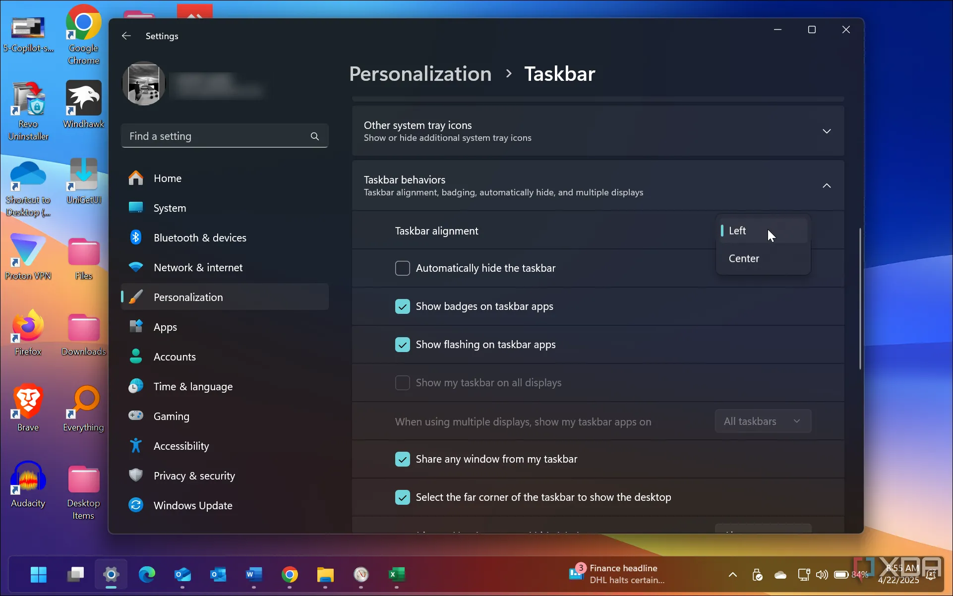 Hướng dẫn thay đổi vị trí Menu Start về bên trái trên thanh tác vụ Windows 11