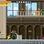 Joe Osugi đang di chuyển và tấn công kẻ địch trong game Ninja Five-O trên GBA.