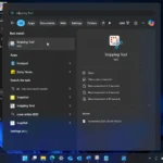 Khởi động công cụ Snipping Tool từ menu Start của Windows 11