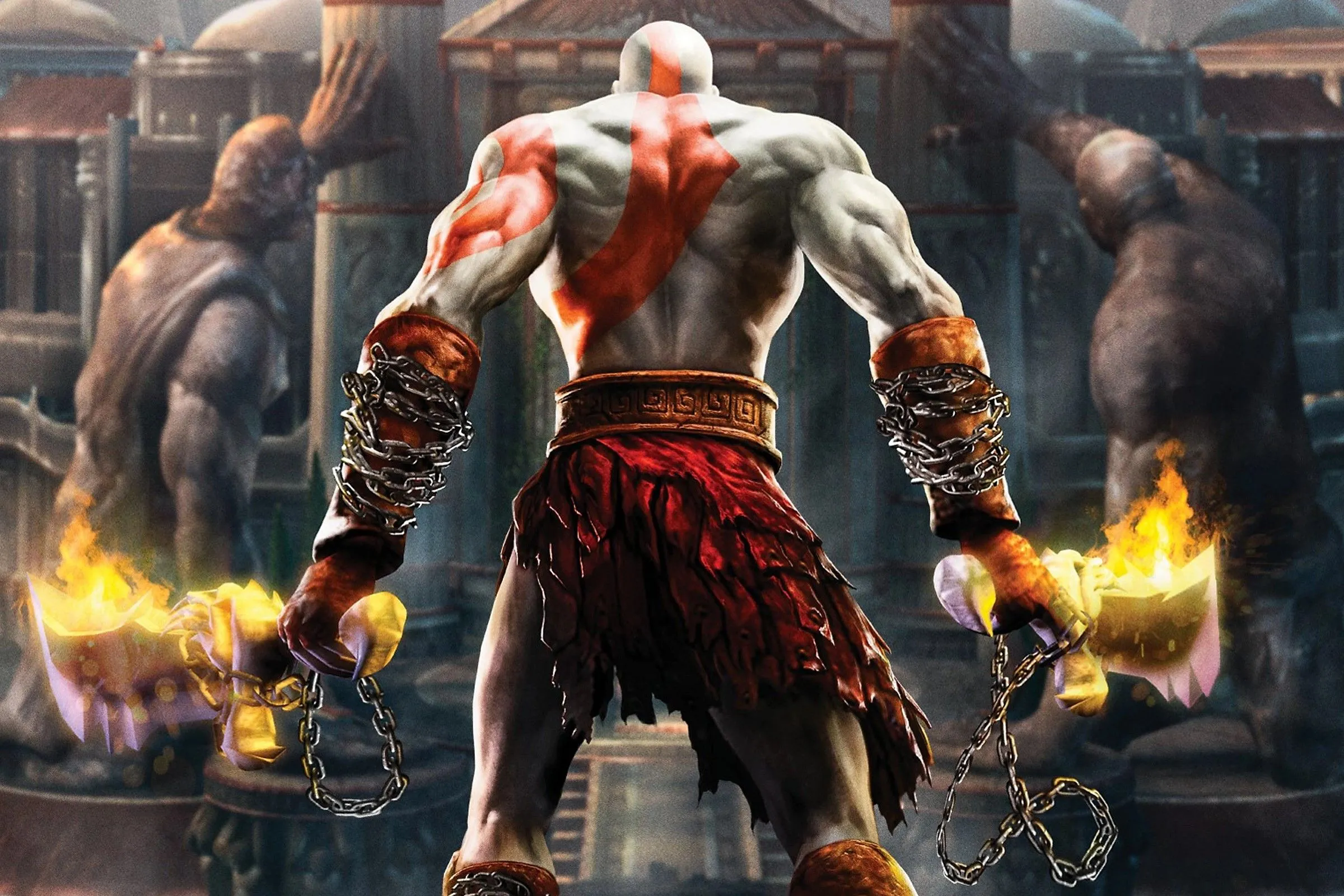 Kratos với vũ khí Blades of Chaos trong God of War II