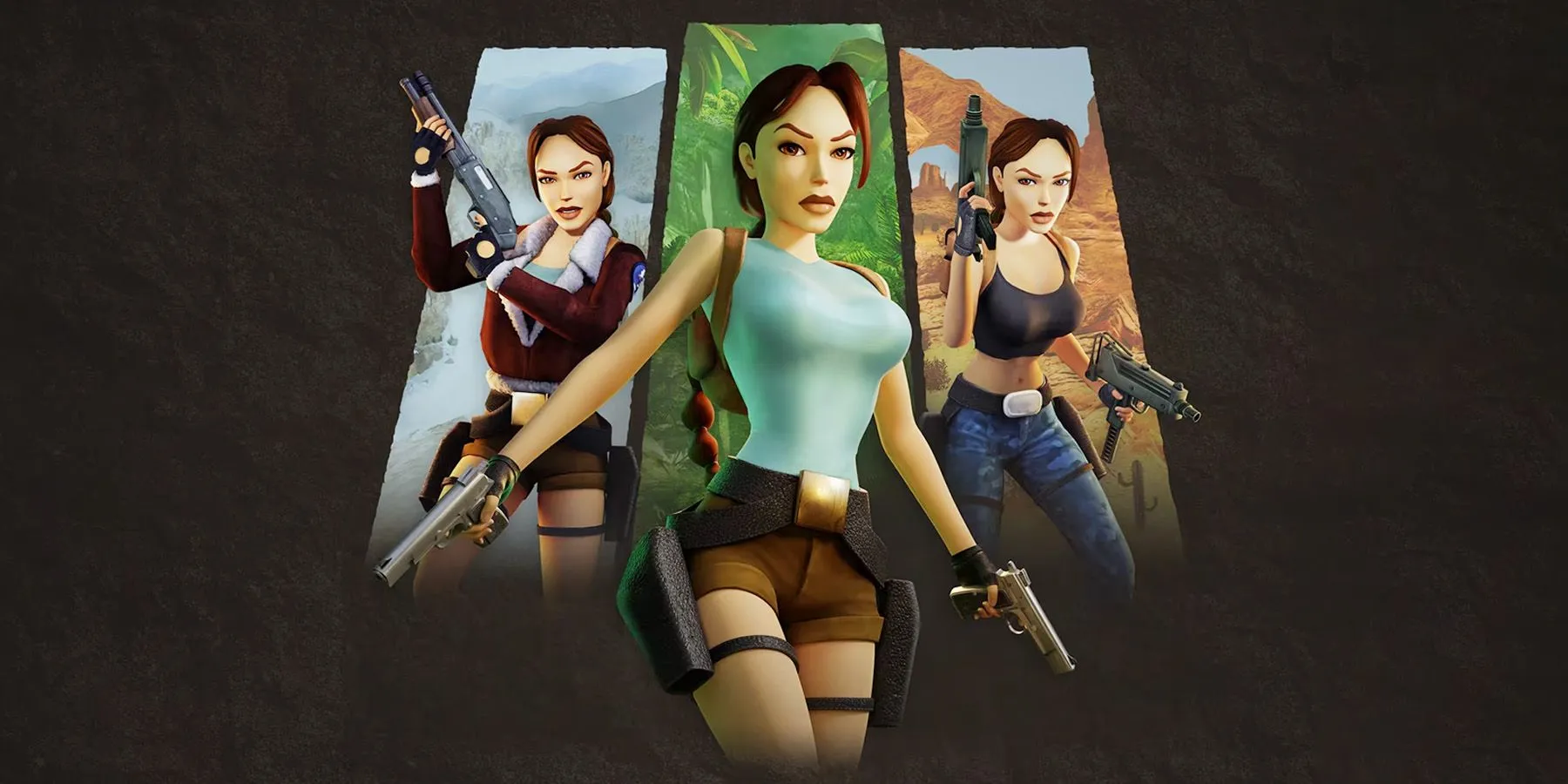 Lara Croft trong bộ sưu tập Tomb Raider Remastered, đại diện cho hình tượng nữ thám hiểm mạnh mẽ và dũng cảm trong game.