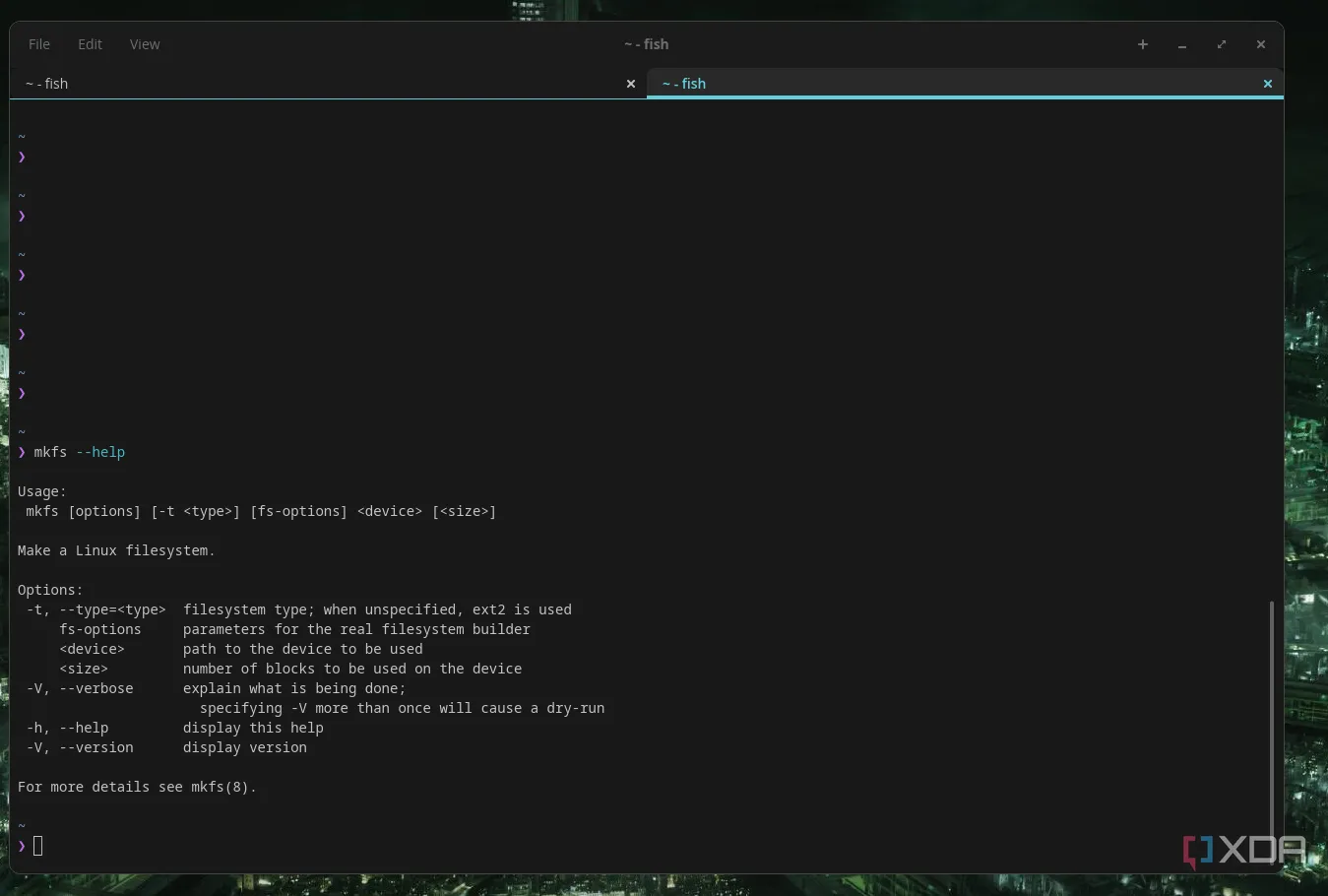 Lệnh mkfs trong Linux dùng để tạo hệ thống tệp trên một phân vùng hoặc ổ đĩa