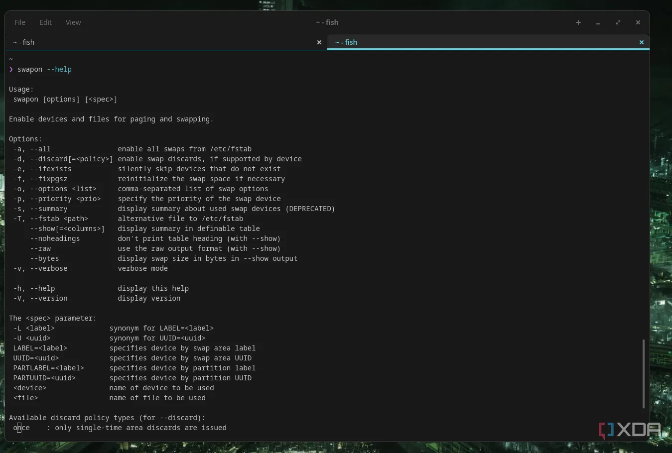 Lệnh swapon trong Linux để bật hoặc tắt phân vùng swap