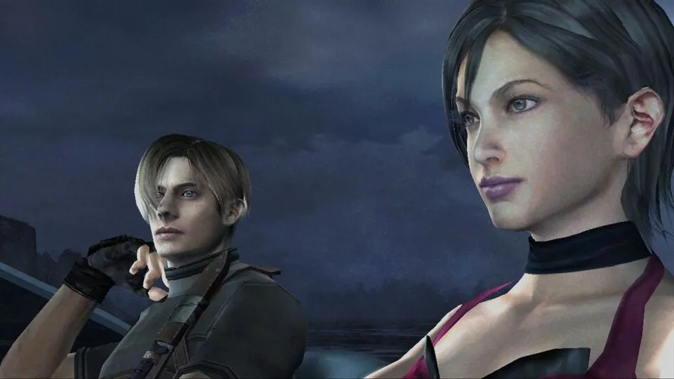 Leon S. Kennedy đối mặt với kẻ thù trong Resident Evil 4, game kinh dị sinh tồn GameCube.