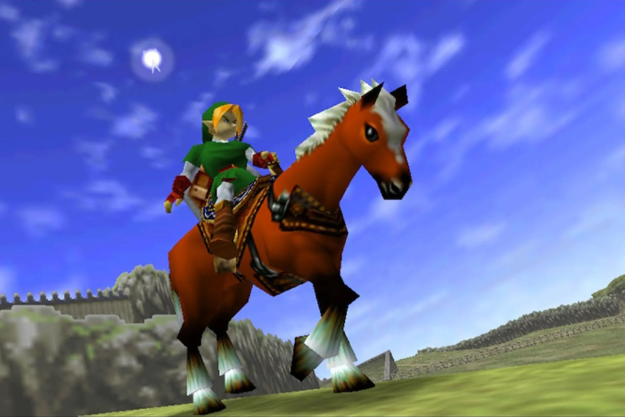 Link cưỡi Epona trong The Legend of Zelda: Ocarina of Time, biểu tượng của cơ chế khóa mục tiêu Z-Targeting