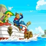 Link và Linebeck trong ảnh artwork chính thức của The Legend of Zelda: Phantom Hourglass