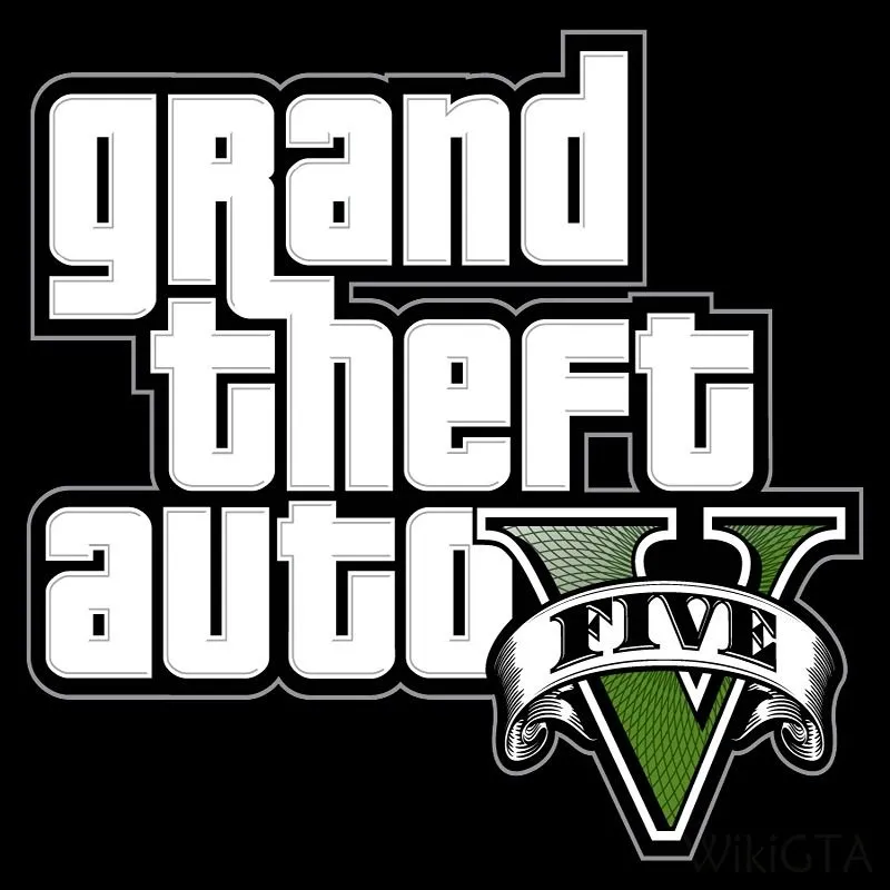 Logo game Grand Theft Auto V (GTA V) với hình ảnh các nhân vật chính và thành phố Los Santos