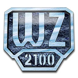 Logo game Warzone 2100 với phong cách quân sự và hậu tận thế