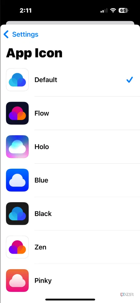 Màn hình chọn biểu tượng tùy chỉnh cho bookmark trong ứng dụng Raindrop.io trên iPhone.