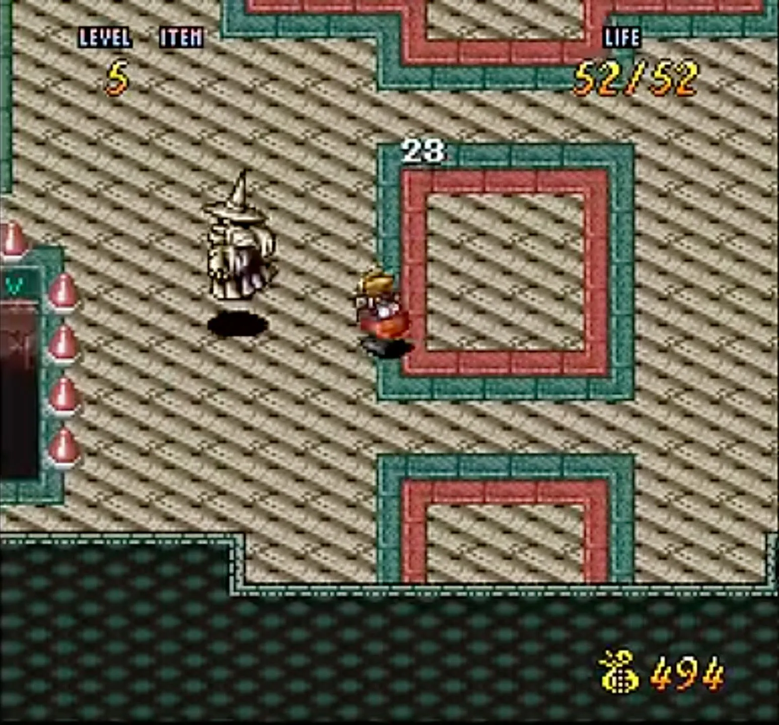 Màn hình game Terranigma trên SNES, một tựa game nhập vai hành động kinh điển với phong cách đồ họa 16-bit