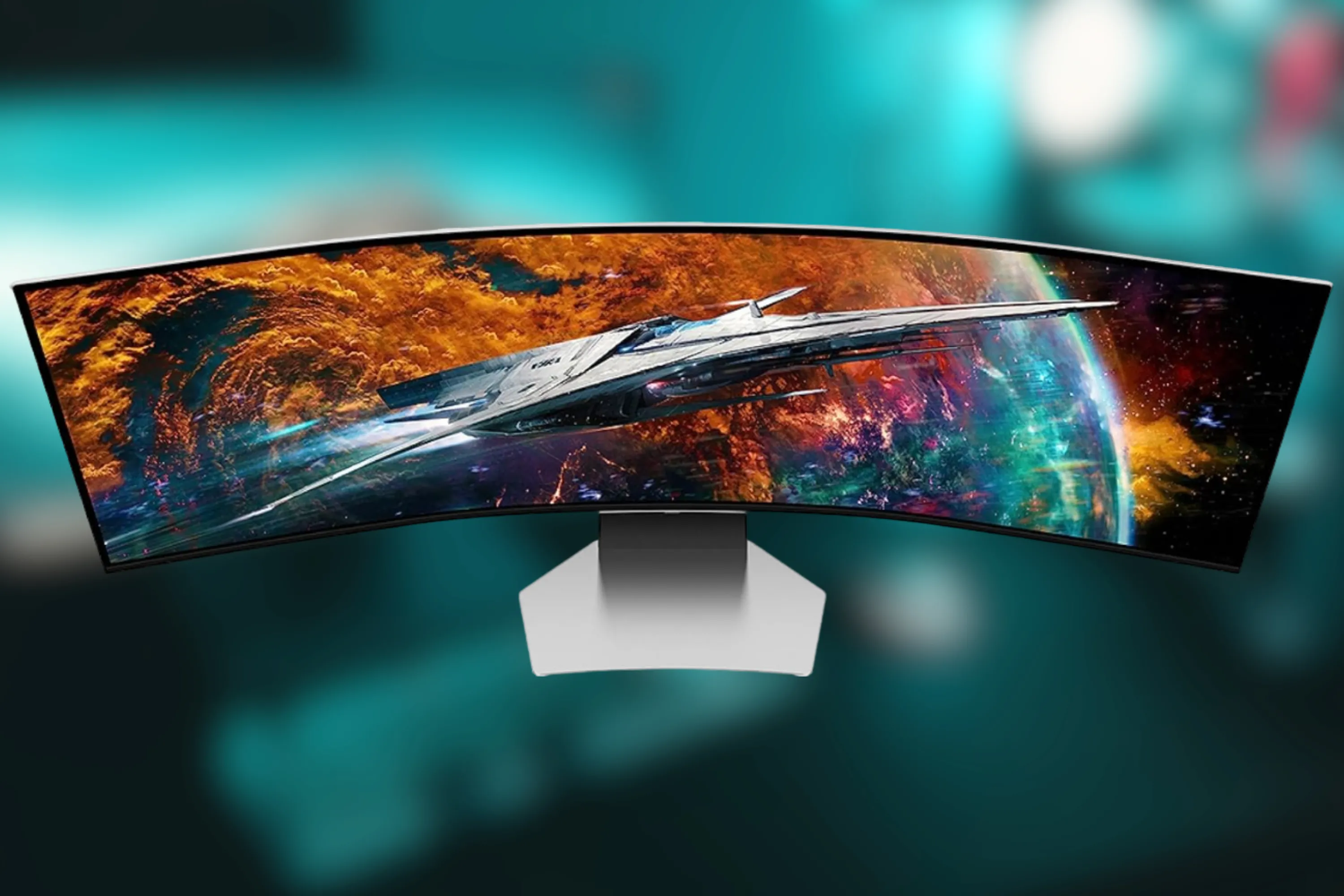 Màn hình QD-OLED Samsung Odyssey OLED G9 (G95SC) 49 inch nổi bật trên bàn làm việc