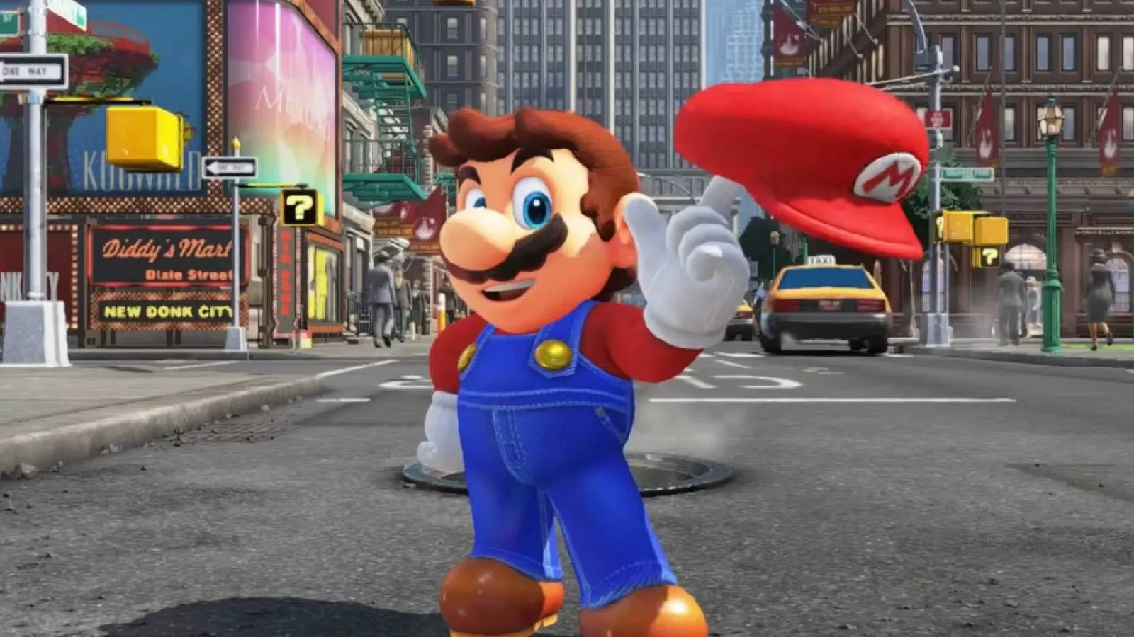 Mario và chiếc mũ Cappy khám phá thành phố New Donk City trong Super Mario Odyssey