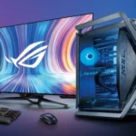 Máy tính chơi game PC setup chuyên nghiệp với màn hình và bàn phím, thể hiện chi phí đầu tư cao