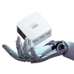 Mini PC ACEMAGICIAN màu đen nổi bật trên nền trắng, thể hiện thiết kế nhỏ gọn và hiện đại của một máy tính để bàn thu nhỏ.