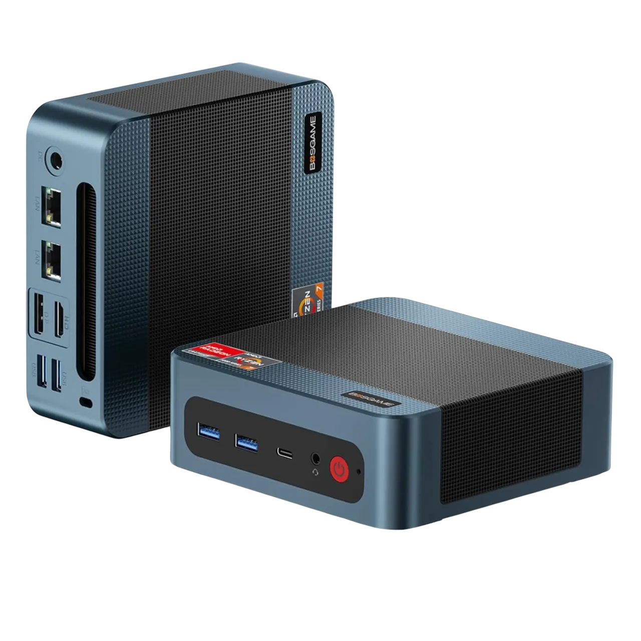 Mini PC BOSGAME P3 Lite với thiết kế nhỏ gọn và đèn LED ấn tượng, thể hiện sự mạnh mẽ của hệ thống máy tính mini