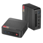 Mini PC BOSGAME P4 nhỏ gọn với đèn LED đặc trưng, thiết kế hiện đại, phù hợp cho gaming nhẹ và không gian làm việc tối giản