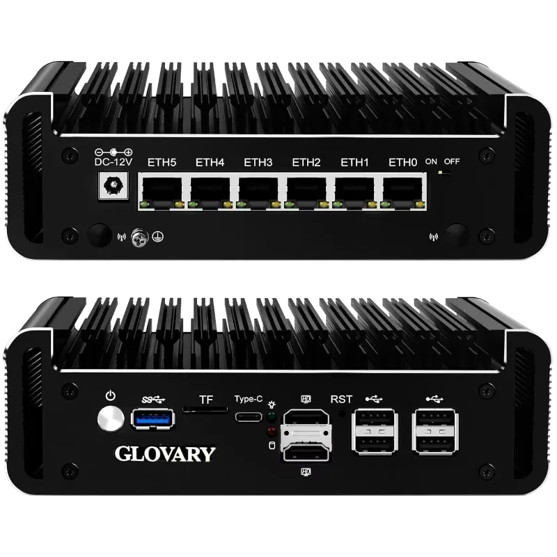Mini PC Glovary N100 6L với 6 cổng mạng 2.5GbE để làm tường lửa