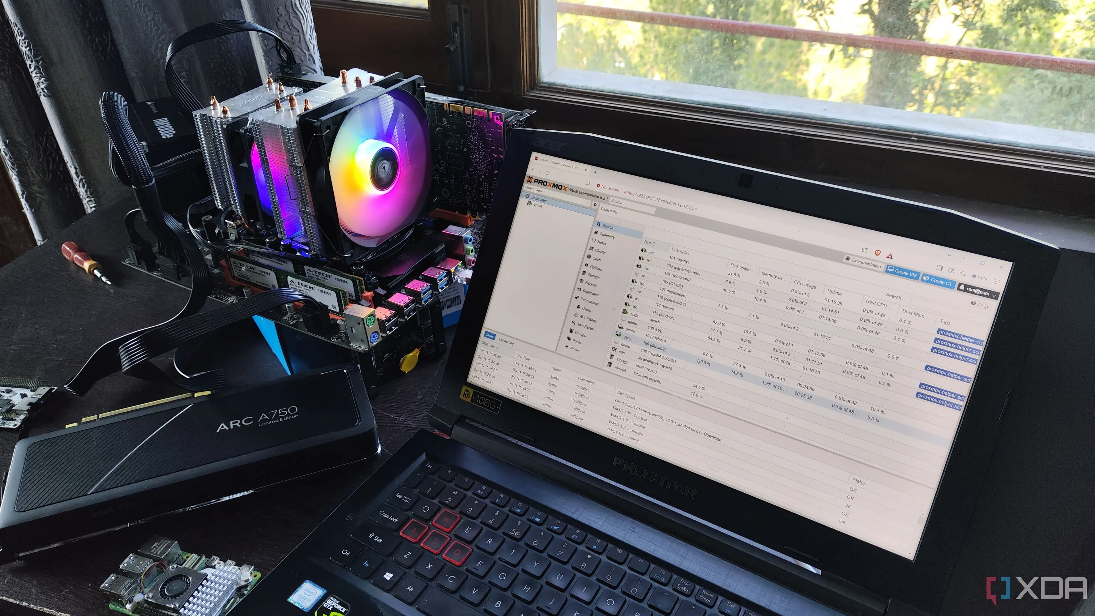 Mô hình hệ thống Home Lab với máy chủ Proxmox, minh họa kết nối mạng nội bộ