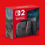 Mô hình hệ thống Nintendo Switch 2 trong hộp, nhấn mạnh sự khác biệt về kích thước so với thế hệ trước.