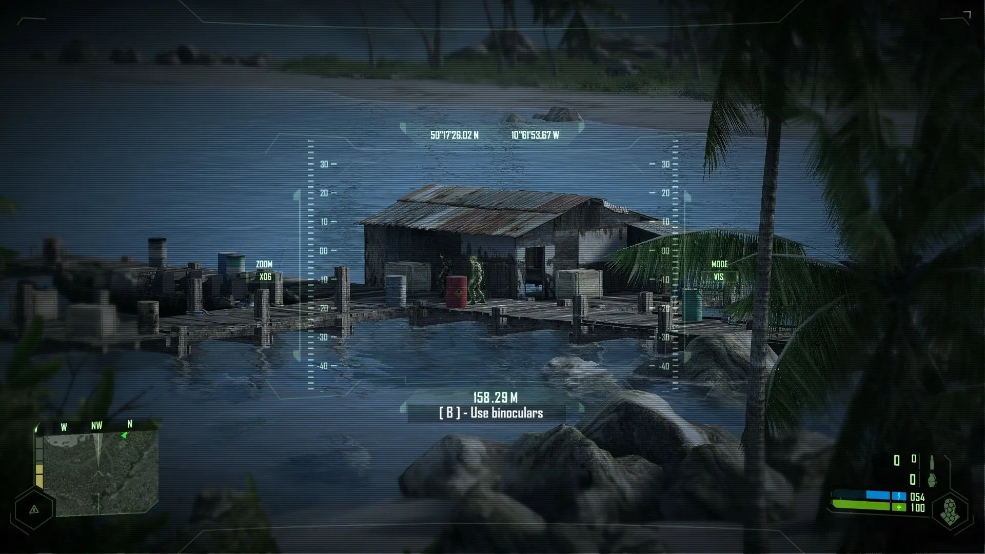Môi trường game Crysis với hiệu ứng ánh sáng và chi tiết cao