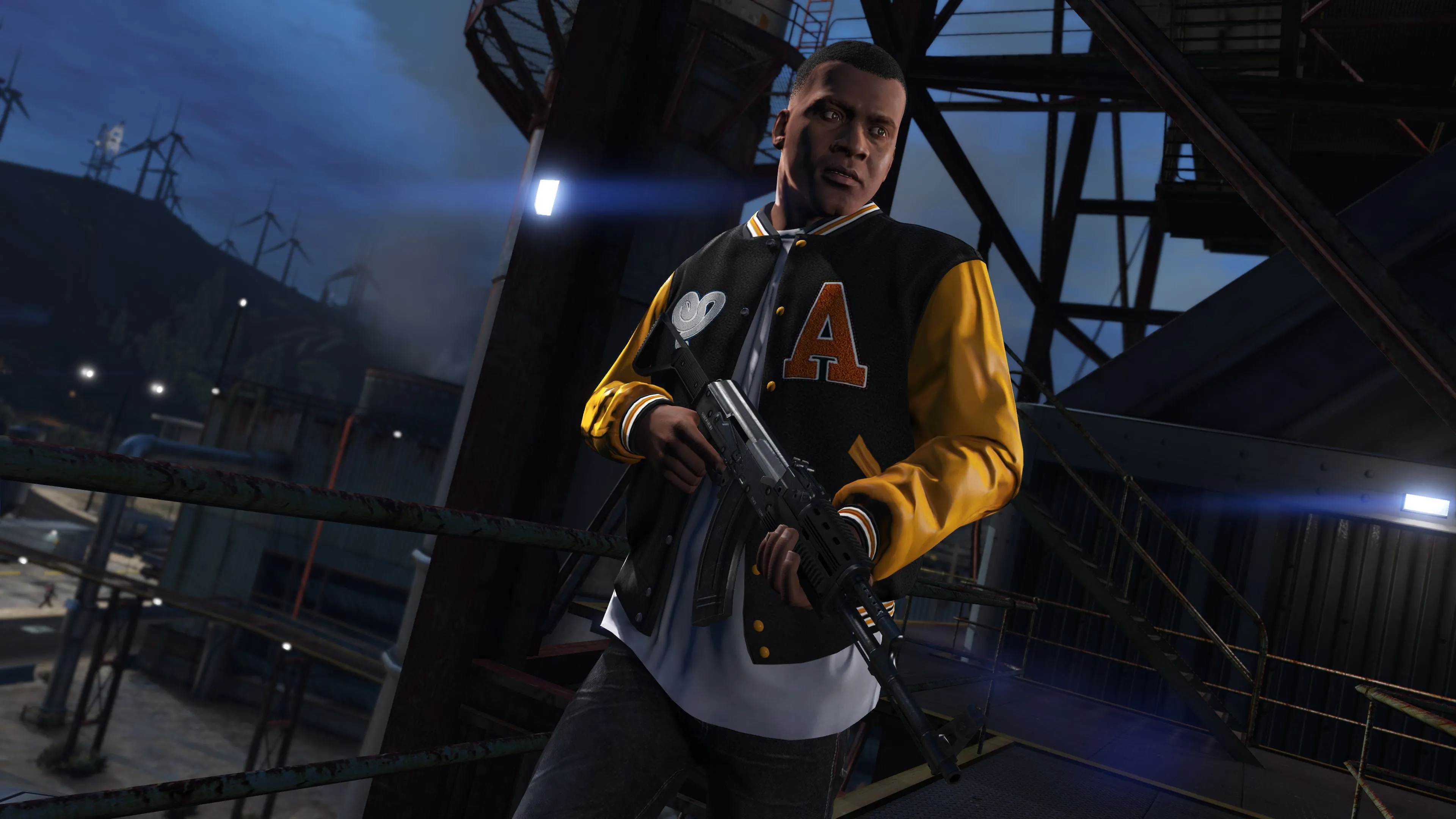 Một cảnh hành động kịch tính trong thế giới Grand Theft Auto, đặc trưng của series game được mong đợi.