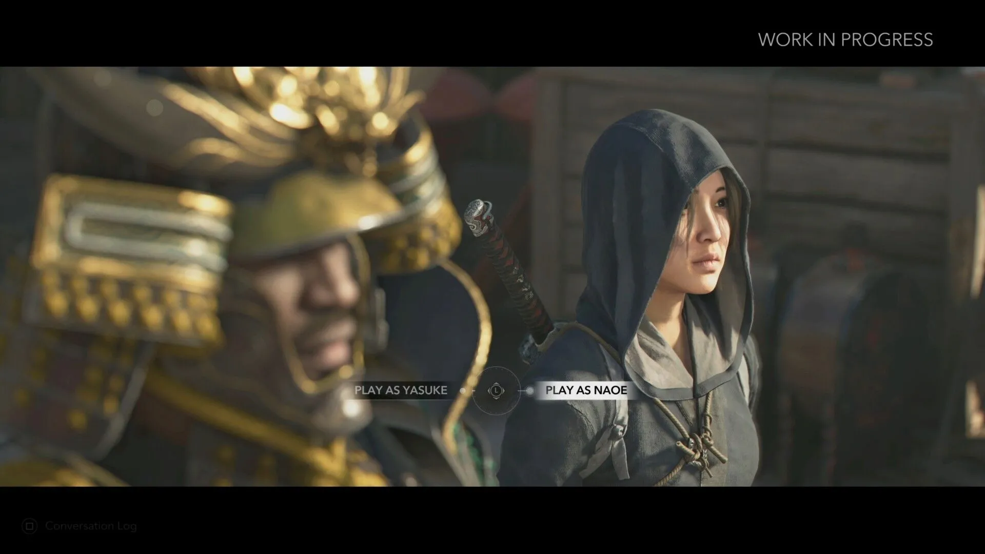 Một samurai cầm kiếm, sẵn sàng chiến đấu trong Assassin's Creed Shadows.