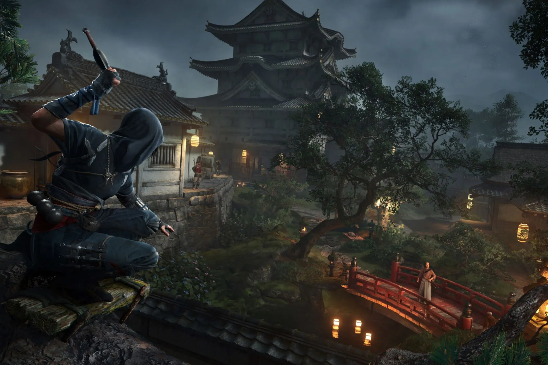 Naoe sử dụng bom khói để tạo hỗn loạn và ám sát kẻ địch trong Assassin's Creed Shadows
